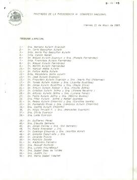 Lista de invitados de la Presidencia al Congreso Nacional.