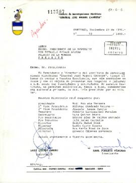 Carta del Instituto de Investigaciones Históricas General José Miguel Carrera