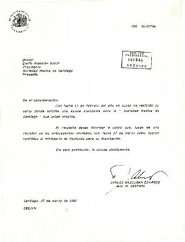 [Carta del Jefe de Gabinete Presidencial a la Sociedad Médica de Santiago]