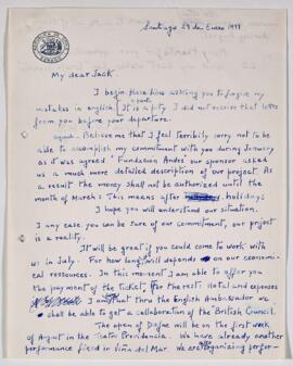 Carta borrador hecha por Sylvia Soublette dirigida al sr. Jack Edwards