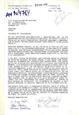 [Carta de Ría Paulsen sobre regreso de la Democracia en Chile]