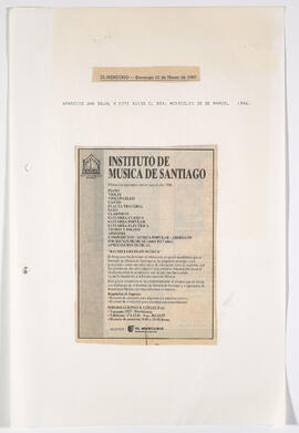 Publicidad Instituto de Música de Santiago