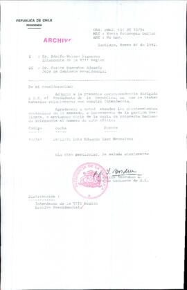 [Carta de Jefe de Gabinete de la Presidencia al Intendente de la VIII Región]