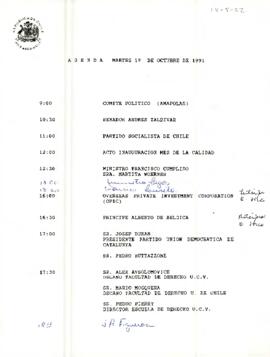 Agenda día martes 1 de octubre 1991