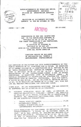 Selección de dictámenes emitidos durante el mes de octubre de 1992