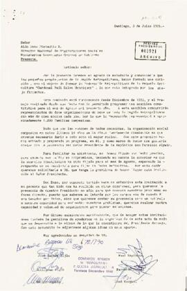 [Carta de Federación Metropolitana de la Pequeña Agricultura "Cardenal Raúl Silva Henriquez"]