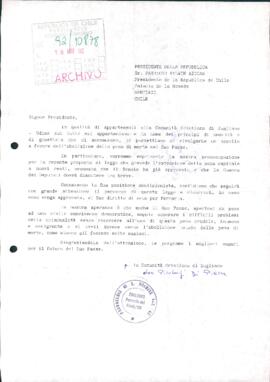 [Carta de la Comunita Cristiana de Zugliano dirigida al Presidente Patricio Aylwin]