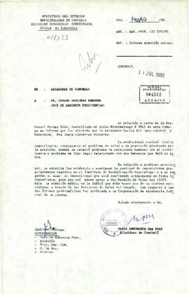 [Carta de la Alcaldesa de Conchalí a Carlos Bascuñan sobre peticiones de Raquel Moraga Soto]