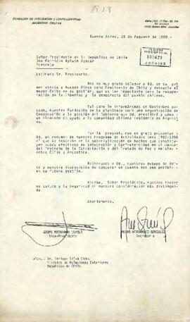 Carta de Fundación de Integración y Cofraternidad Argentino-Chilena en 1990