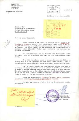 [Carta de Director Dibam dirigida a Presidente Aylwin sobre Proyecto de Patrimonio Cultural]