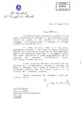 [Carta del Primer Ministro de Italia, Giulio Andreotti]