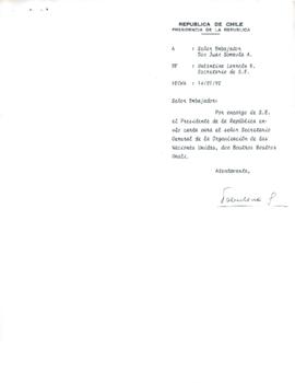 [Carta de Presidente Patricio Aylwin a Secretario General de la ONU]
