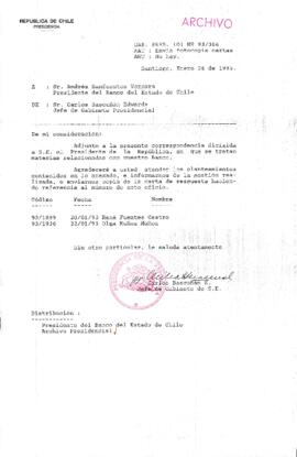 [Oficio  Gab. Pres. Ord. N° 0366 de Jefe de Gabinete Presidencial, remite copia de carta que se indica]