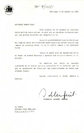 [Carta del Presidente Aylwin al Comandante en Jefe de la Armada, agradeciendo respuesta].
