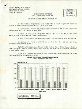 Índice de Ventas de Supermercados: Evolución de las ventas mensuales Septiembre 1991
