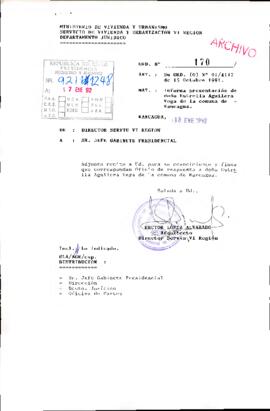 [Carta del Director de SERVIU  de la VI Región dirigida al Jefe de Gabinete Presidencial, referente a solicitud de particular]