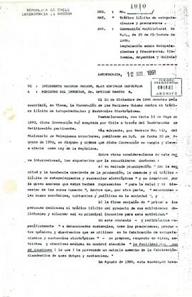[Convención: multilateral de N.U., de 20 de Diciembre de 1988. Legislación sobre Entupefacientas y Precursores. (Colombia, Argentina y Bolivia)