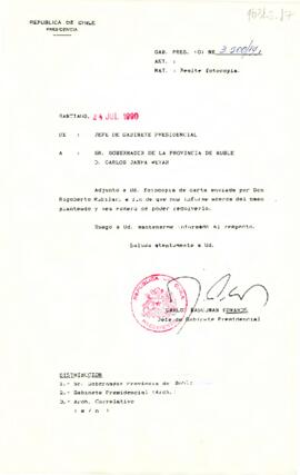 [Carta del Jefe de Gabinete Presidencial al Gobernador Provincial de Ñuble]