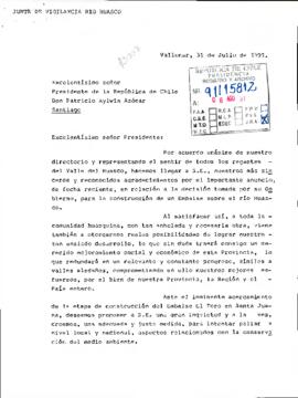 [Carta de la Junta de Vecinos de Huasco dirigida al Presidente Patricio Aylwin sobre la construcc...