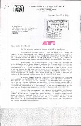 [Carta de Aldea de Niños S.O.S de Punta de Tralca para solicitud de ayuda económica]