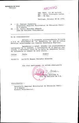 [Carta del Jefe de Gabinete de la Presidencia a SEREMI de Educación X Región]