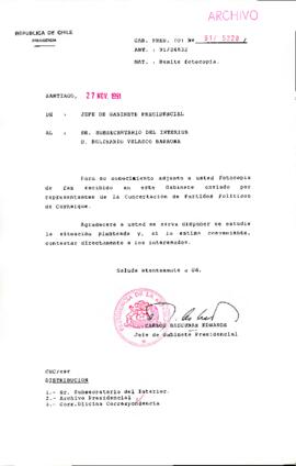 [Carta de representantes de la Concertación de Partidos Políticos de Coyhaique]