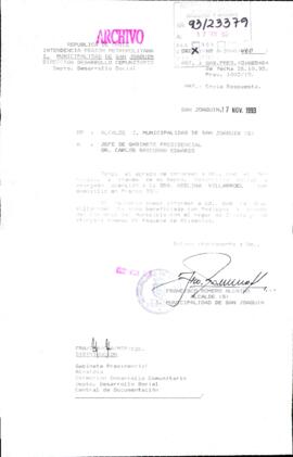 [Oficio del Alcalde de la Municipalidad de San Joaquín dirigido al Gabinete Presidencial, referente a ciudadana beneficiada con una mediagua]