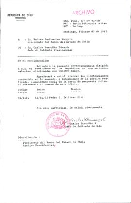 [Carta de Jefe de Gabinete de la Presidencia a Presidente del Banco del Estado de Chile]