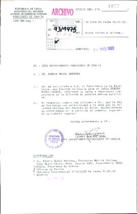[Oficio Orden N° 1077 de la División de Gobierno Interior Pensiones de Gracia]