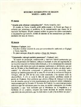 Resumen informativo III región Marzo-Abril 1993