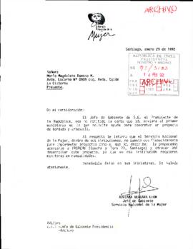 [Carta de respuesta de Servicio Nacional de la Mujer dirigida a la Sra. María Donoso]