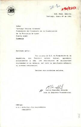 [Carta de Presidencia, dirigida a Presidente del Sindicato de la Construcción]