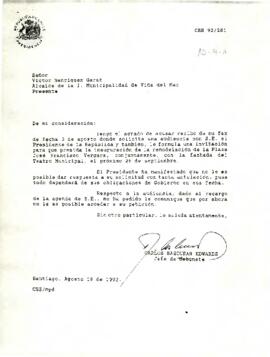[Carta de rechazo de solicitud de audiencia al Alcalde de Viña del Mar]