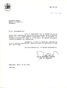 Carta de Carlos Bascuñan al Diputado Héctor Olivares