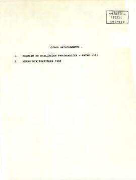 Otros antecedentes: Reunion de evaluacion programática- enero 1992 metas ministeriales 1992
