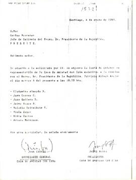 [Carta: listado de asistentes a reunión con S.E El Presidente de la República, D. Patricio Aylwin Azócar,  de la Casa de Amistad con Cuba  ]
