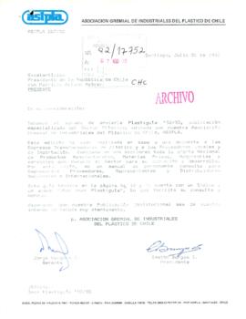 [Carta de la Asociación Gremial de Industriales del Plástico de Chile dirigida al Presidente Patricio Aylwin]