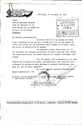 [Carta de la Central Unitaria de Jubilados, Pensionados y Montepiadas de Chile dirigida al Jefe de Gabinete Presidencial]
