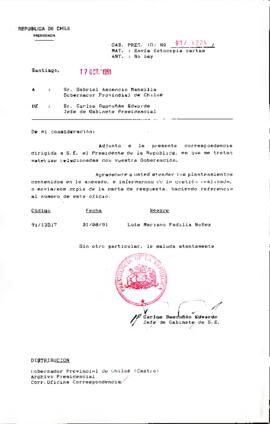 [Remite fotocopia de carta que se indica a Gobernador de Chiloé]