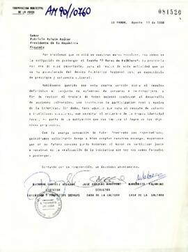 [Carta de Corporación Municipal de Lo Prado informando sobre cancelación de evento "7 horas de folklore"]