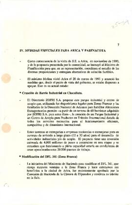 IV. Medidas especiales para Arica y Parinacota