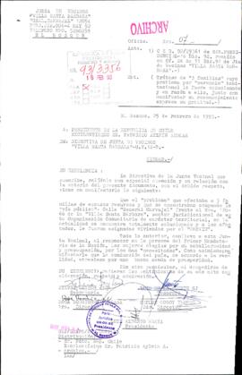 [Carta de Directiva de Junta de Vecinos "Villa Santa Bárbara"]