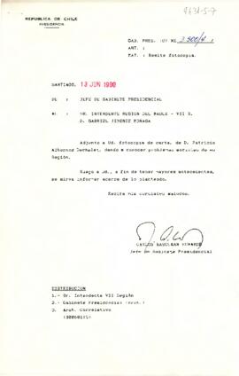 [Carta del Jefe de Gabinete Presidencial al Intendente de la Región del Maule]