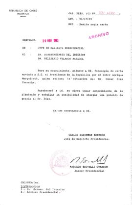 [Oficio Gab. Pres. Ord. N° 4502 de Jefe de Gabinete Presidencial, remite copia de carta que se indica]