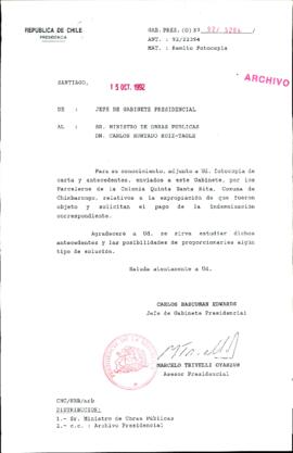 [Oficio Ord. N° 5264 de Jefe de Gabinete Presidencial, remite copia de carta que se indica]