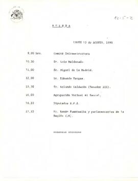 Agenda del 13 de Agosto de 1990.