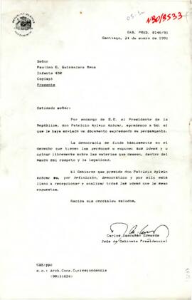 [Carta de Presidencia, dirigida a don Paulino Quinsacara]