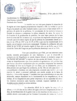 [Proposiciones del Senador Rolando Calderón para la promoción del desarrollo de la Región de Magallanes]