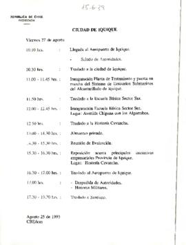 [Programa visita de S.E. el Presidente de la República Don Patricio Aylwin Azocar I Región de Tarapacá (Ciudad de Iquique)]