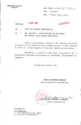 [Oficio Gab. Pres. Ord. N° 5297 de Jefe de Gabinete Presidencial, remite copia de carta que se indica]